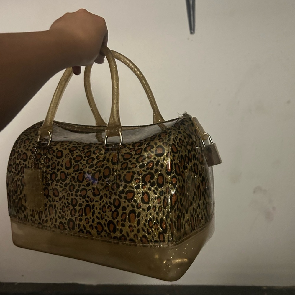 Leopard Print Gold Handbag